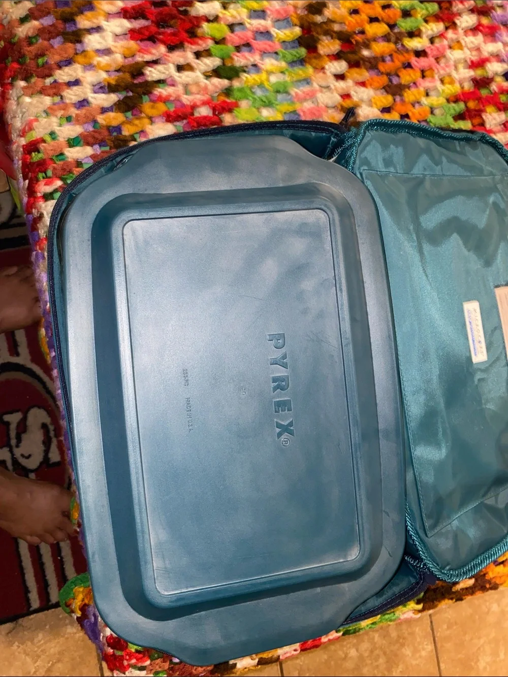 Vintage Pyrex Glass Baking Dish with Insulated Storage Bag Set